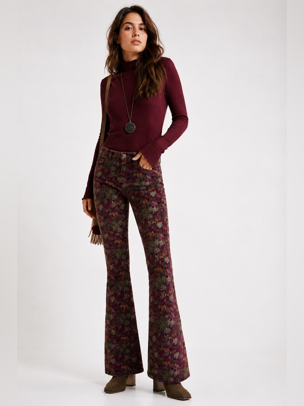 Desigual Corduroy Floral Flare jeans